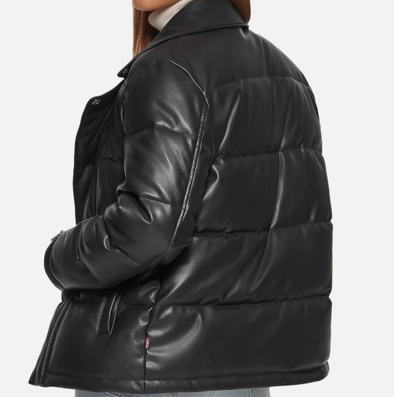 Levi's Faux Leather Moto Puffer Jacket (black) - Picture 9 of 9